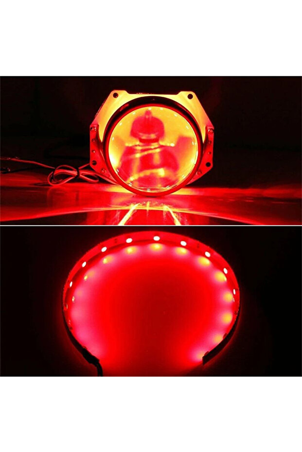 قطعتان من حلقات هالة LED عيون الشيطان الحمراء، قطعتان من DIY، مصباح أمامي للسيارة بقطر 2.5 بوصة، بزاوية 360 درجة، عيون الشيطان