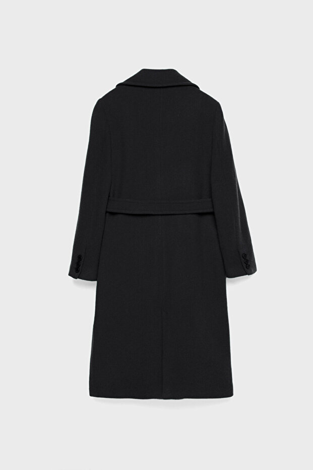 Felt texture coat with belt - 6
