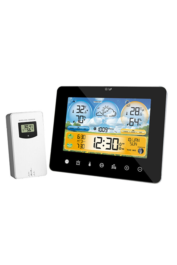 Sunrise and Sunset Weather Station Multi-function Alarm Clock Thermometer Hygrometer Touch Screen... - 8