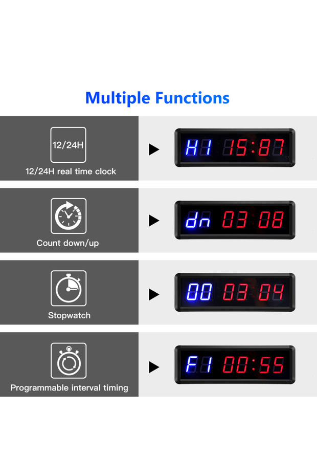 Fitness Training Gym Timer, Interval Timer Clock 2.3" Digits LED Down/Up Clock Stopwatch with Rem... - 3