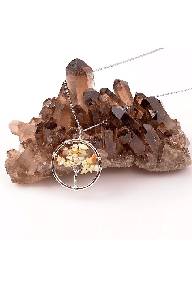 Opal Stone Tree of Life Necklace - Ethiopia Opal