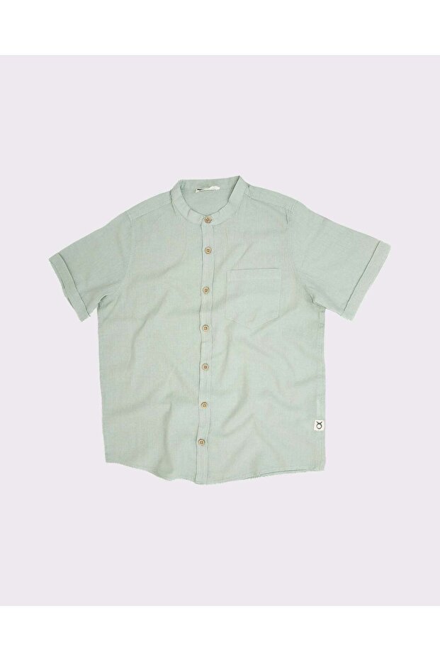 Young Linen Mandarin Collar Shirt
