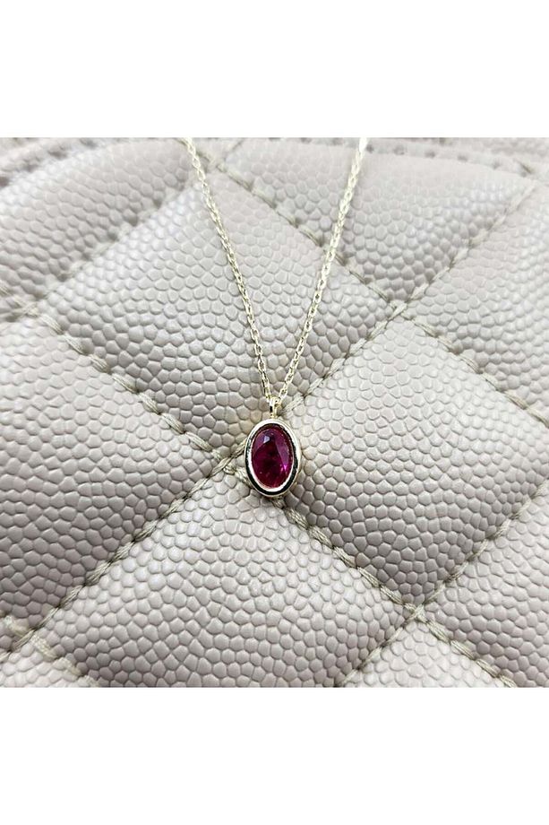 1.05 Karat Ruby Taşlı Tasarım Modern Gümüş Kolye-ruby Taşlı Tasarım Hediye 925 Ayar Gümüş Kolye - 3