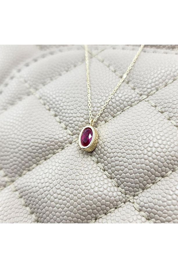 1.05 Karat Ruby Taşlı Tasarım Modern Gümüş Kolye-ruby Taşlı Tasarım Hediye 925 Ayar Gümüş Kolye - 7