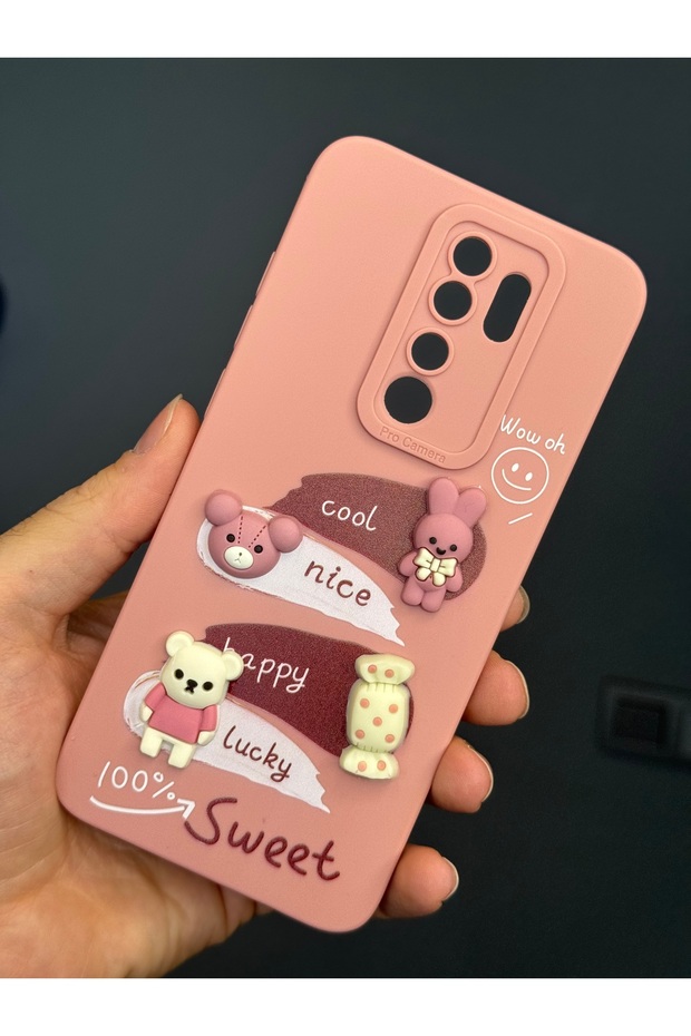 غطاء حماية من السيليكون الناعم باللون الوردي على شكل أرنب مع تصميم مزخرف لحماية الكاميرا لهاتف Redmi Note 8 Pro - 4