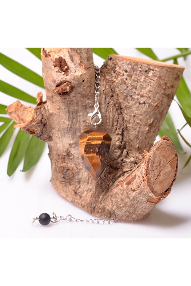 Faceted Tiger Eye Stone Pendulum