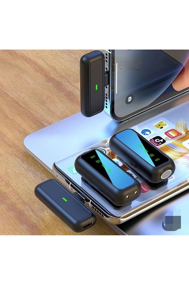 Sx6 Iphone Ve Type-c Uyumlu Kablosuz Yaka Mikrofonu Göstergeli Led Şarj Kutulu Gürültü Azaltma - 5