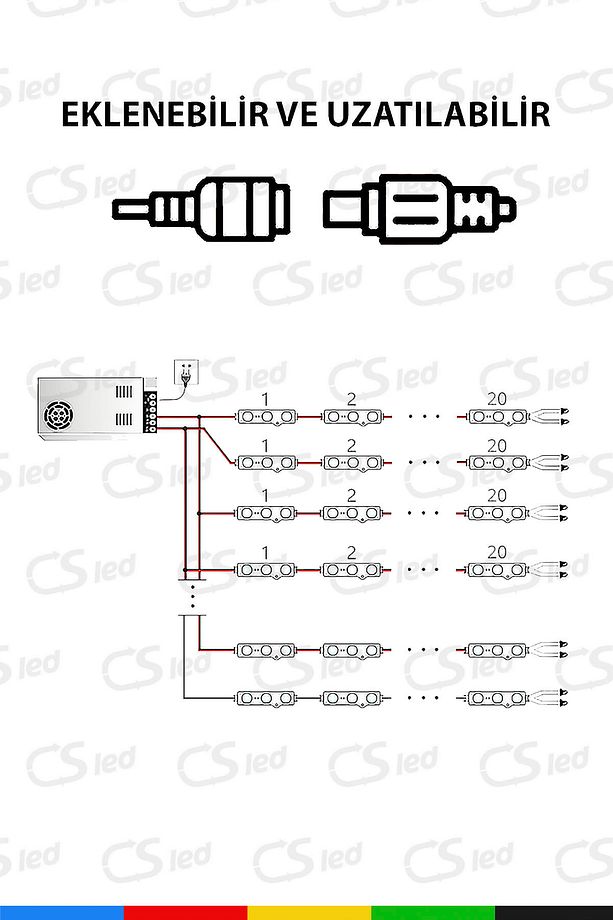 RGB LED Modül 0.72W, DC12V, IP65 Su Geçirmez, Yapışkanlı, Reklam ve Dekoratif Işık - 20 Adet - 4
