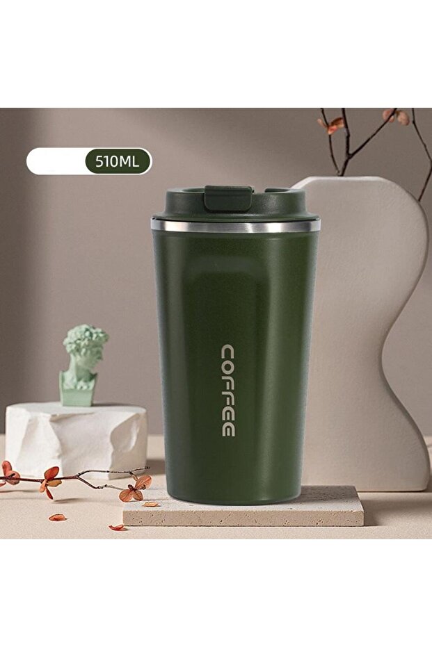 Coffee Thermos Steel, Green, 18X9