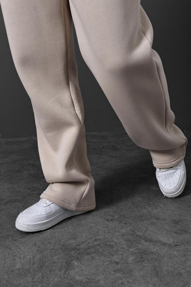 Erkek Bej Basic Baggy Kalıp Eşofman - 3