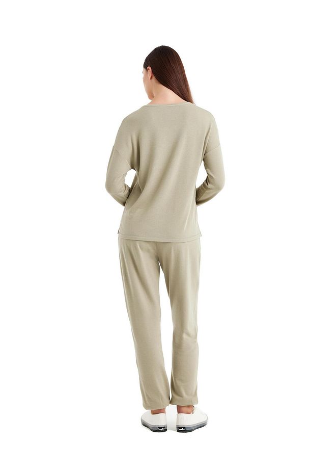 Kadın Uzun Kol Yeşil Modal-Yün Pijama Takım C0T6N4O06-61 - 4