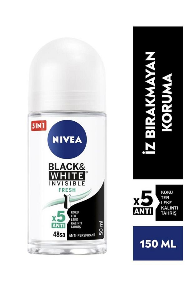 Kadın Rollon Deodorant Black & White Invisible Fresh 50ml, 48 Saat Anti-perspirant Koruma - 1