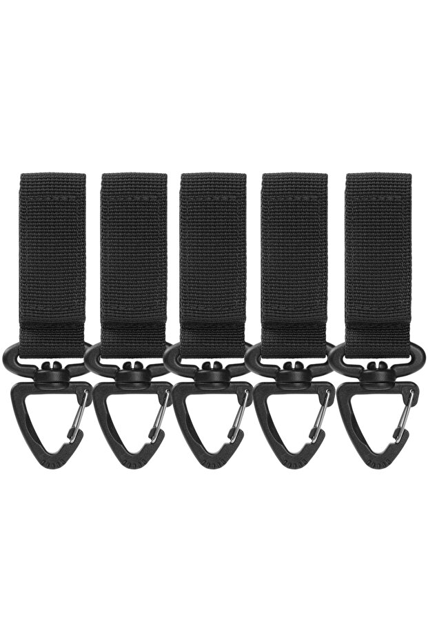 5pcs Black 3/5pcs Tactical Hanging Buckle Nylon Molle Backpack Belt Buckle D-Shaped Outdoor Climbin