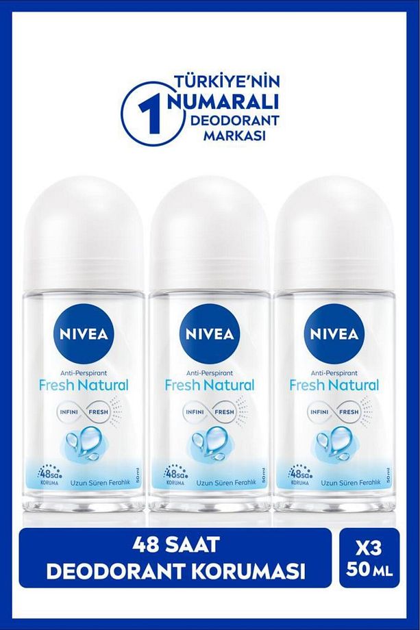 Kadın Roll-on Deodorant Fresh Natural 50ml, 48 Saat Koruma, X3 Adet - 1