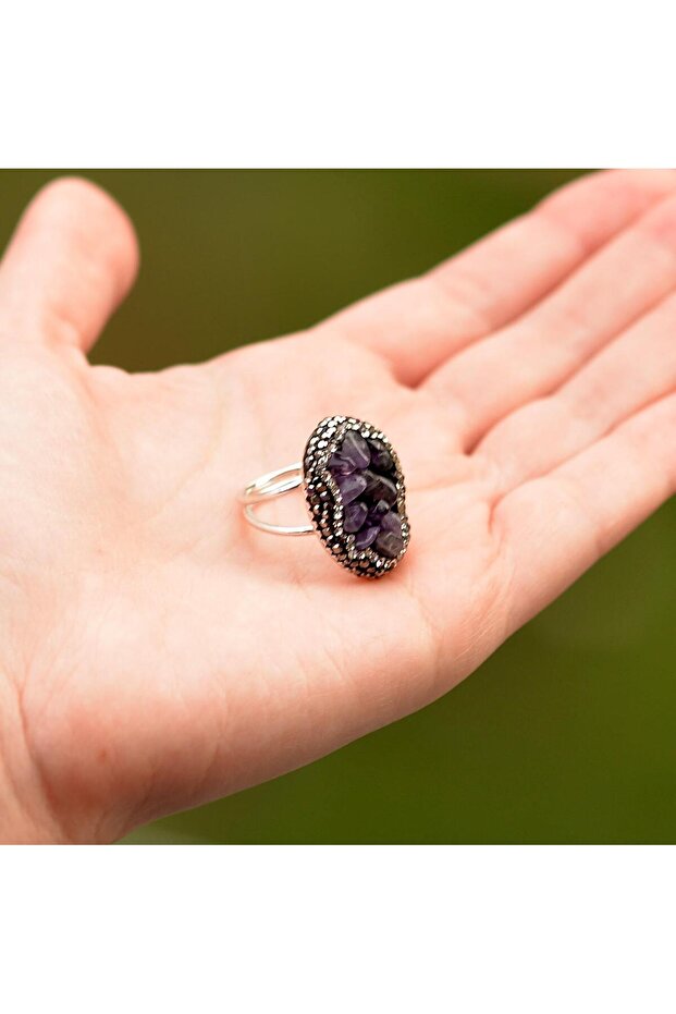 خاتم حجر الجمشت - قابل للتعديل - 3