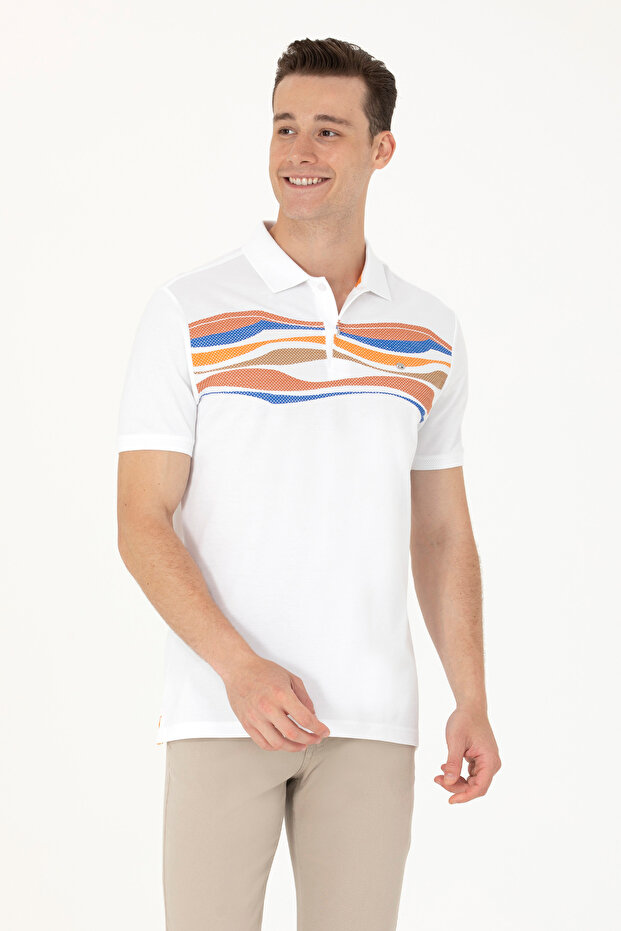 Men's Orange Polo Neck T-Shirt 50263514-Vr051