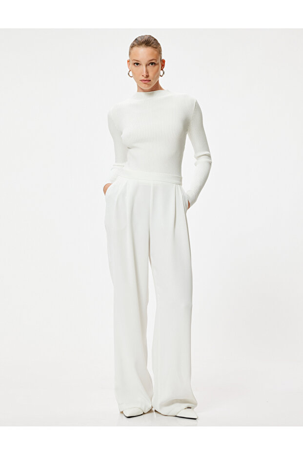Basic High Neck Knit Sweater Long Sleeve