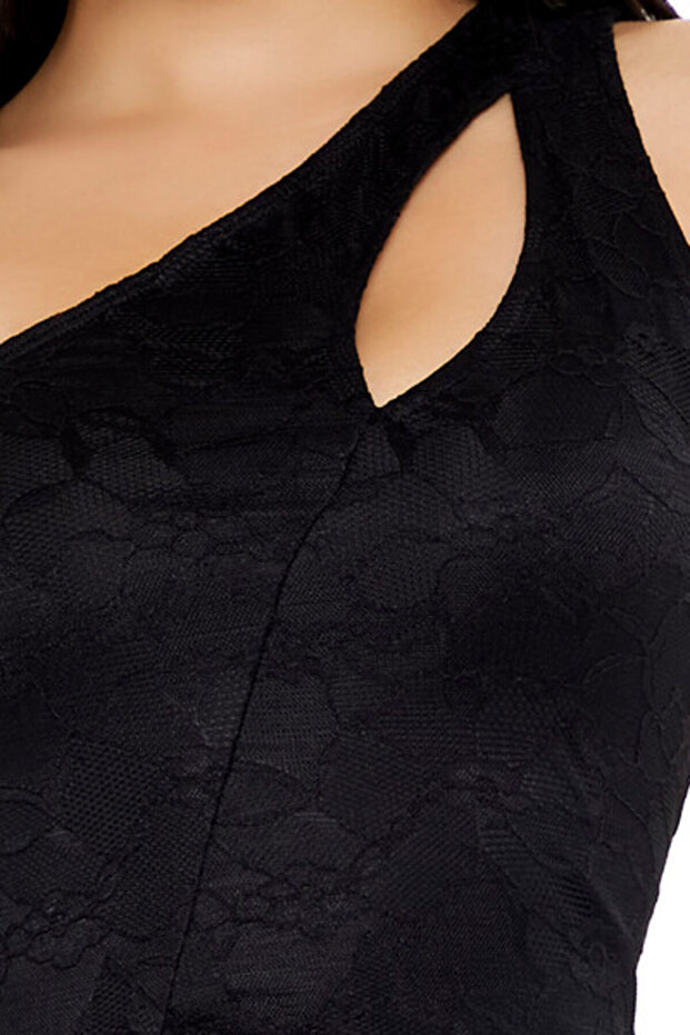 Tek Omuz Detaylı Mini Elbise - 3