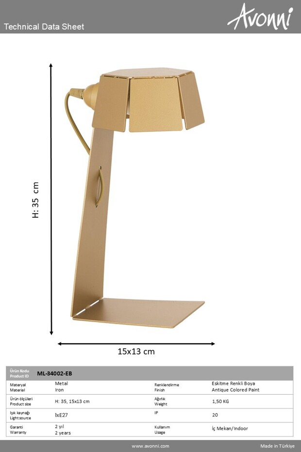 AVONNİ MODERN MASA LAMBASI ML-34002-EB - 2