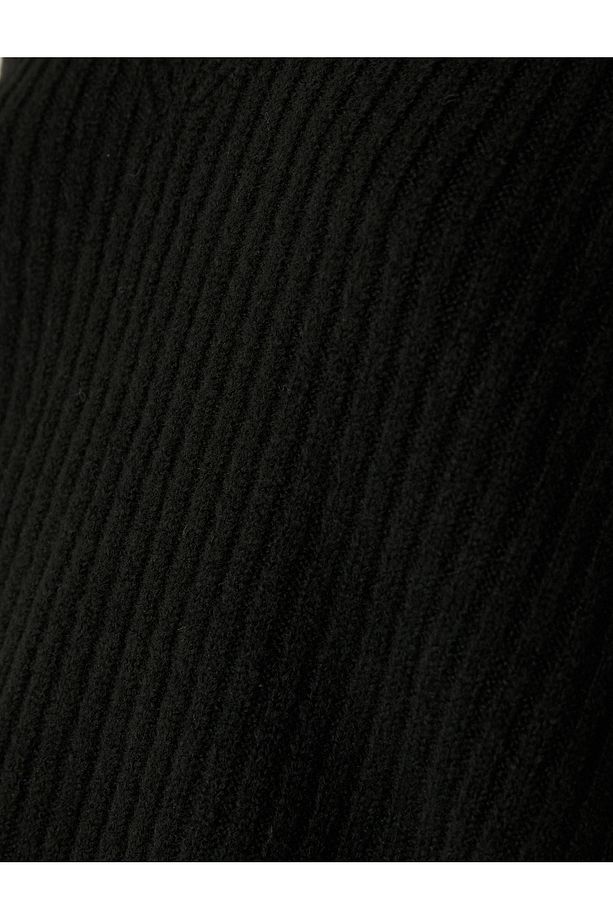 Yumuşak Dokulu Uzun Kollu Basic V Yaka Oversize Triko Kazak - 6