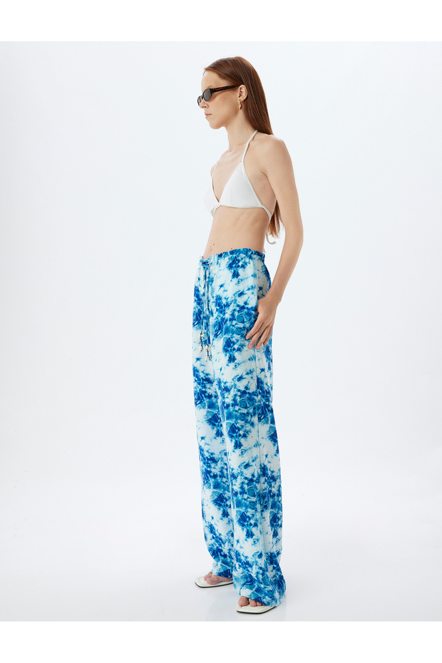 X Şahika Ercümen - Viscose Trousers with Batik Pattern and Wide Legs