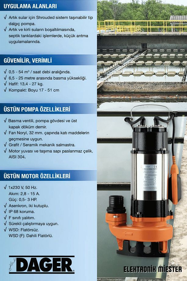 V1100 1.5 Hp Bakır Sargılı Paslanmaz Foseptik Dalgıç Pompa Kirli Su Dalgıç 2 Inç - Hediye Set - 3