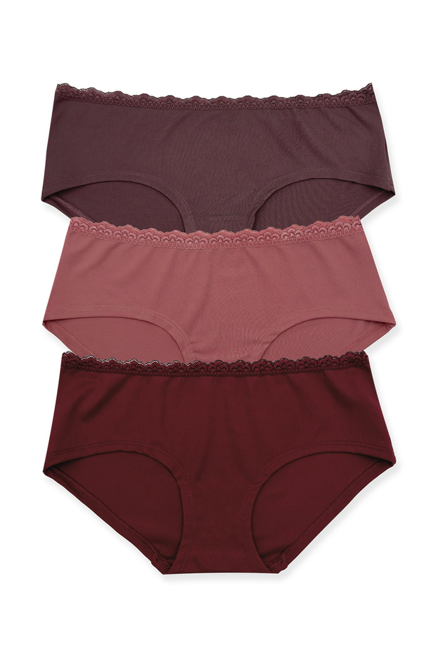 3-Piece Interlock Waist Elegant Lace Hipster Women's Panties