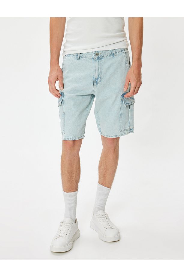 Kargo Kot Şort Oversize Bermuda Cep Detaylı Pamuklu - 3
