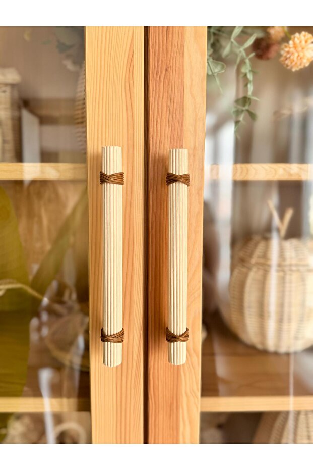 12.8 cm kulp- 128mm Rattan Kulp -Dolap Kulp -Çekmece Kulp- Hasır Kulp-meşe renk kulp-12.8 cm kulp - 1