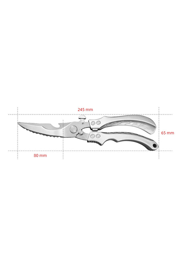 Silver Scissors Stainless Steel Chicken Bone Scissors Kitchen Scissors Household Food Scissors Fish