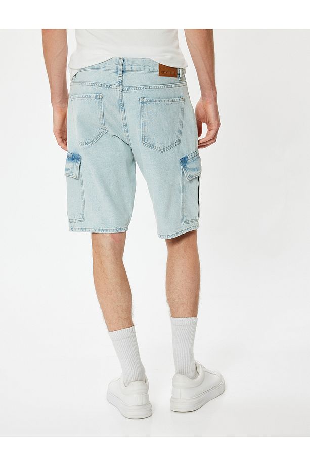 Kargo Kot Şort Oversize Bermuda Cep Detaylı Pamuklu - 4