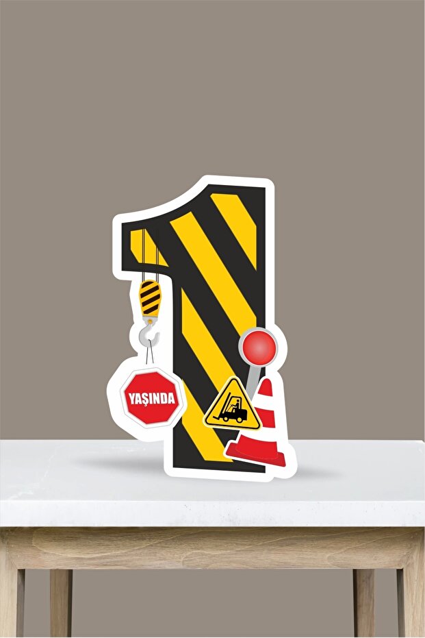40 Cm Engineering Vehicle Themed Number Board - Age 1