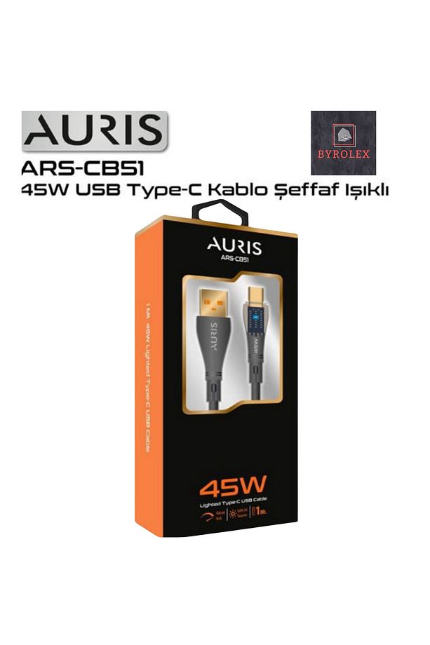 45W USB / TYPE-C ŞEFAF IŞIKLI ŞARJ VE DATA KABLOSU - 3
