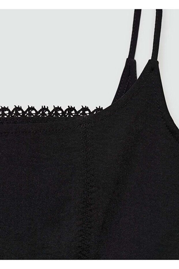 Dantel detaylı askılı elbise - 5