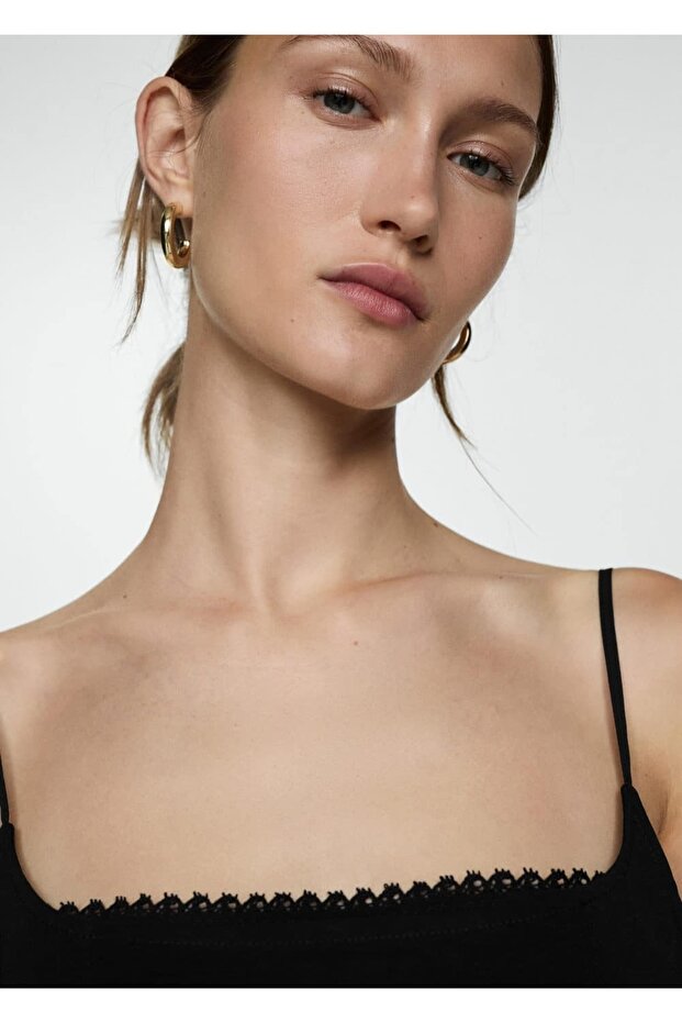 Dantel detaylı askılı elbise - 8