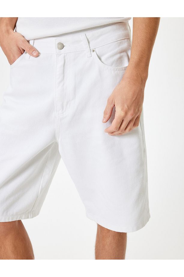 Oversize Kot Şort Bermuda Cep Detaylı Pamuklu - 5