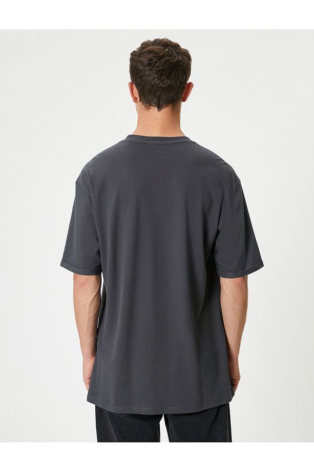 Basic Oversize Tişört Bisiklet Yaka Kısa Kollu - 4