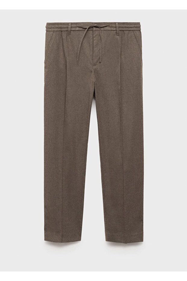 Regular Fit Drawstring Pleated Pants - 3