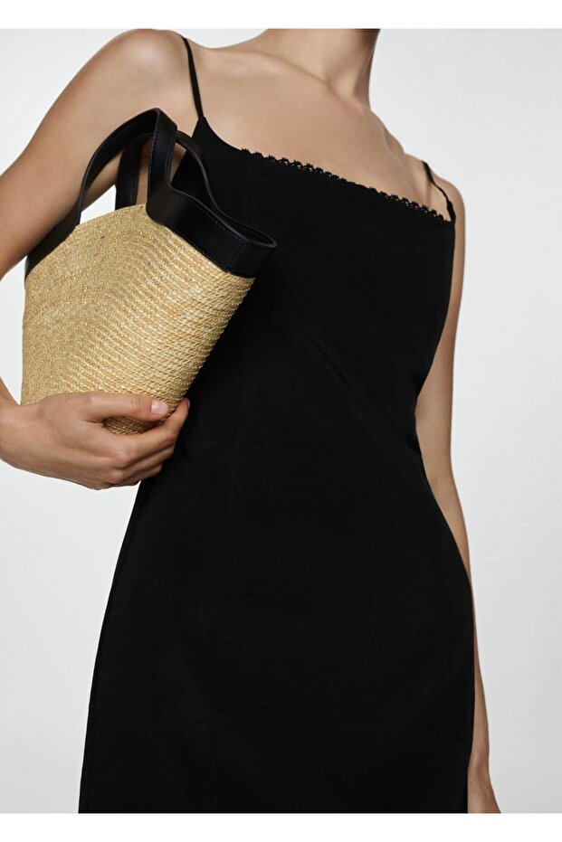 Dantel detaylı askılı elbise - 1