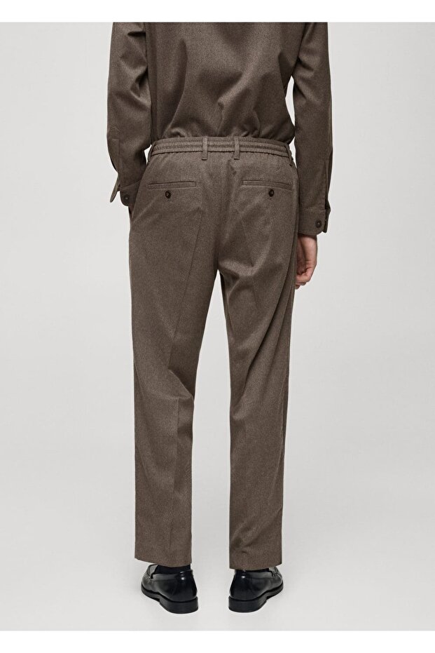 Regular Fit Drawstring Pleated Pants - 4