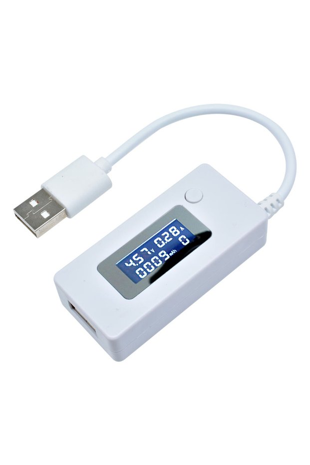 White LCD Micro USB Charger Battery Capacity Voltage Current Tester Meter Detector +Load Resistor 2A