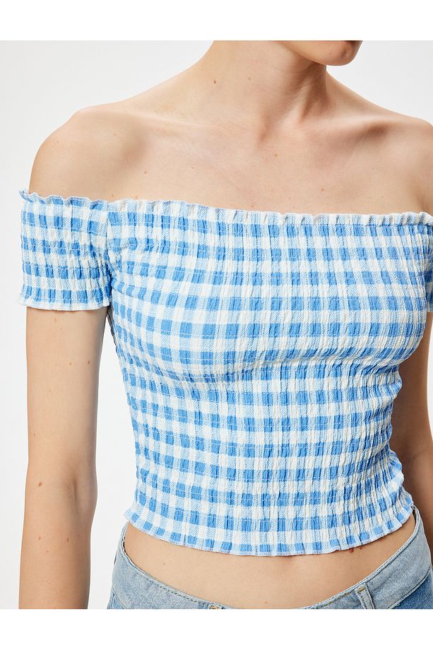 Omzu Açık Tişört Gipeli Kısa Kollu Slim Fit - 5