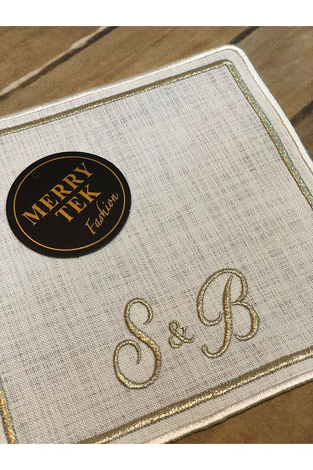 Söz Kahve Sunum Peçetesi Harf Isimli Gold Nakış Işlemeli - 3
