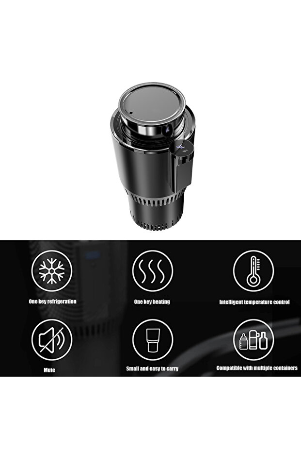 12V 2 In 1 Cooling Drink Can Car Office Cup Warmer Cooler with Temperature Display Beverage Bottl... - 8