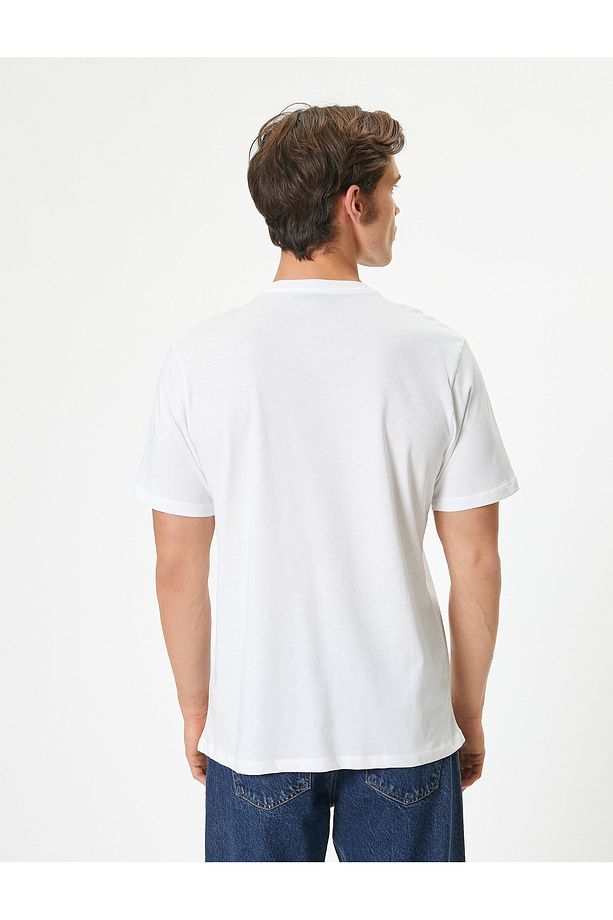 Bisiklet Yaka Regular Fit Pamuklu Kısa Kollu Basic Tişört - 4