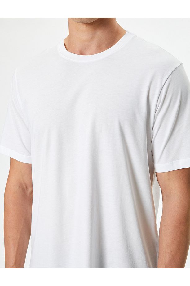 Bisiklet Yaka Regular Fit Pamuklu Kısa Kollu Basic Tişört - 5