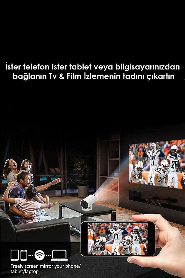 Taşınabilir Sinema Projektörü 1280 * 720P Ev Sineması Bluetooth Android 11 Akıllı Projeksiyon Wifi - 4