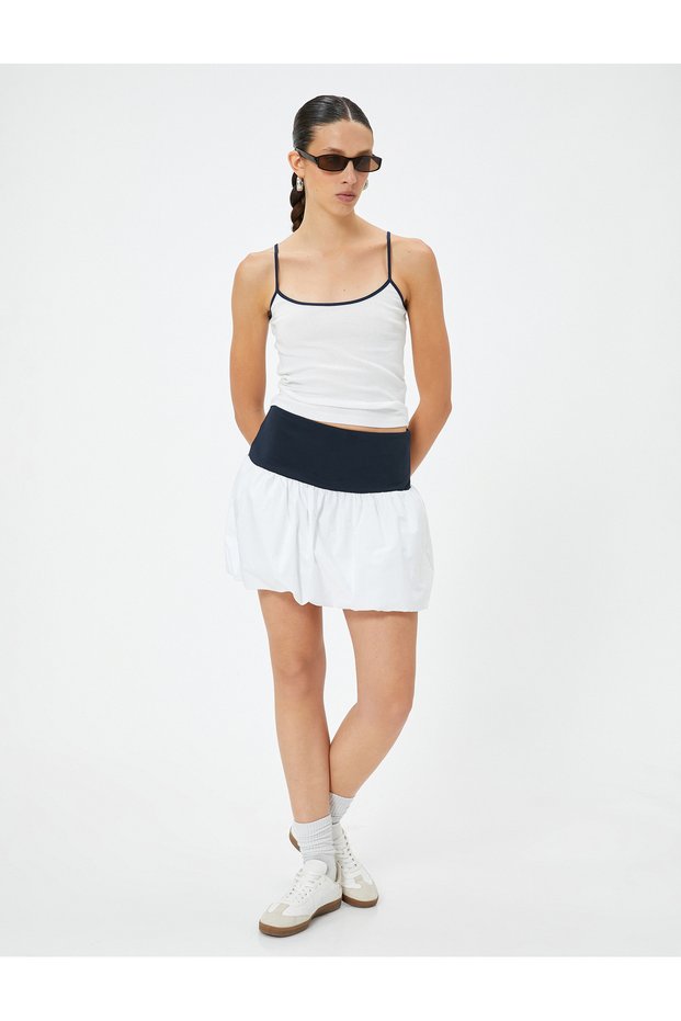 Color Contrast Mini Balloon Skirt