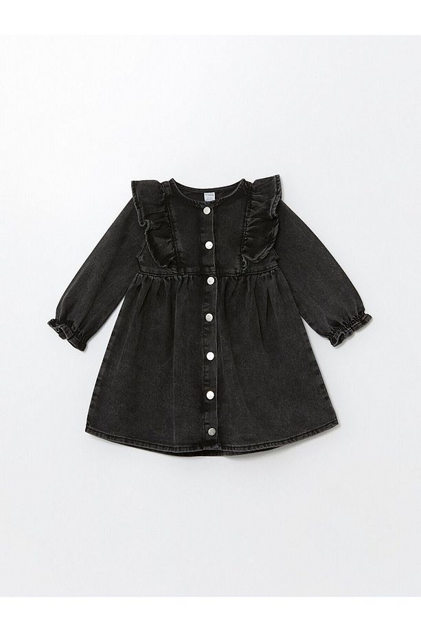 Lcw Basic Uzun Kollu Kız Çocuk Jean Elbise - 1