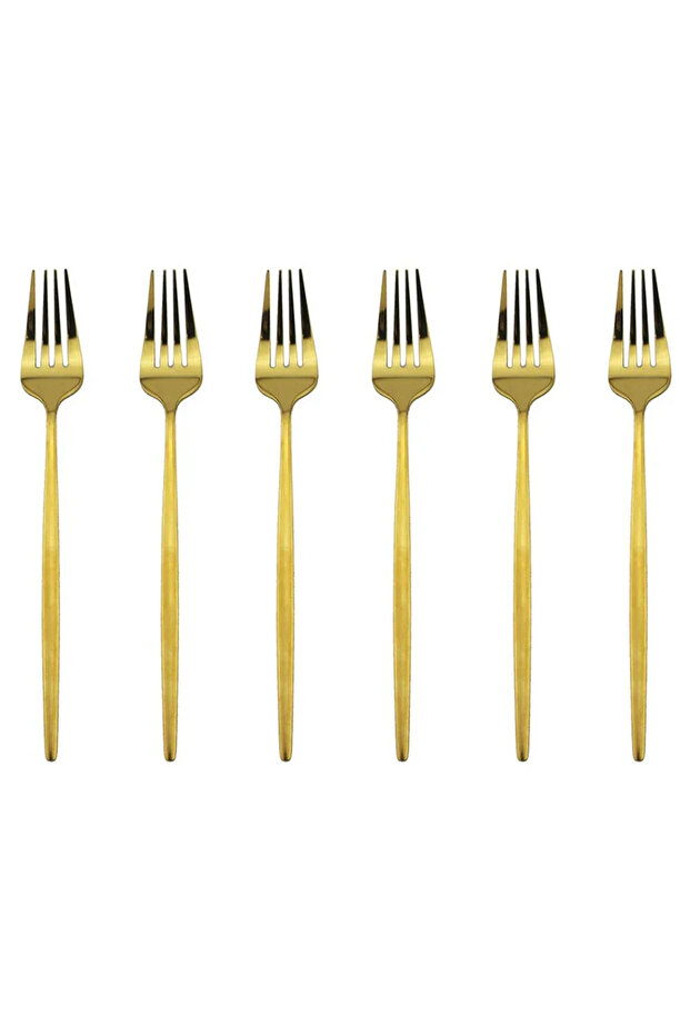 Golden 6 Pcs Silvere/Golden Flatware 8.2 Inch Stainless Steel Dinner Fork Camping Dinnerware Set Ta